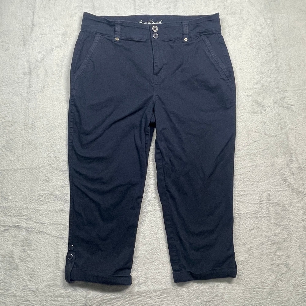 Gloria Vanderbilt Capri Pants Women 6 Navy Blue Slimming Effect Cropped Trousers